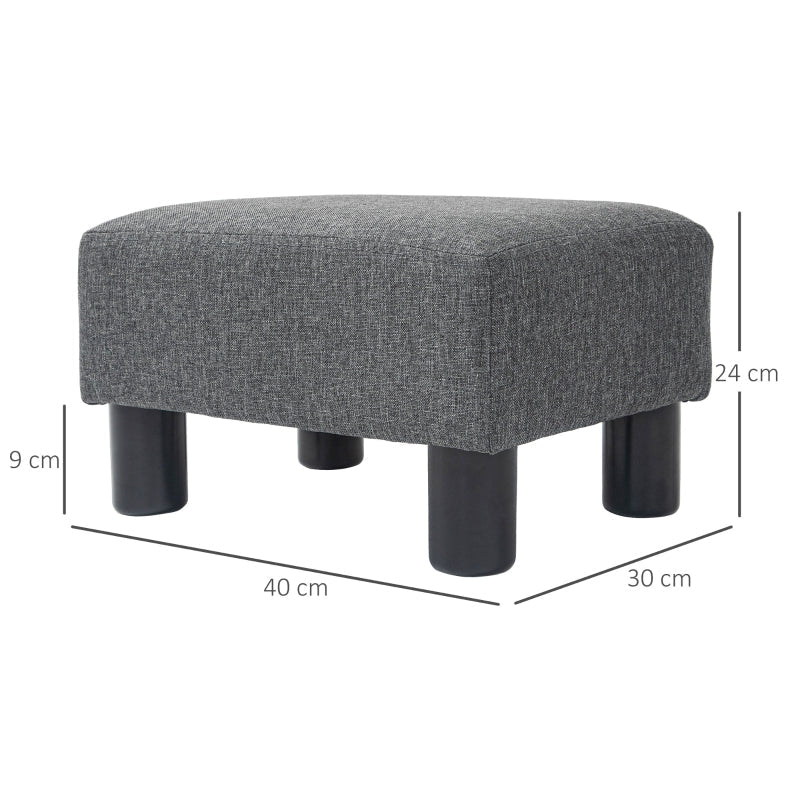 Stool, Modern Footstool Ottoman, Dark Grey Linen-Look