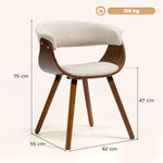 Dining Chair, Upholstered Armchair with Wooden Legs, Beige