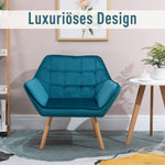 Armchair Wingback Recliner Raised Legs Scandinavian, Light Blue Velvet