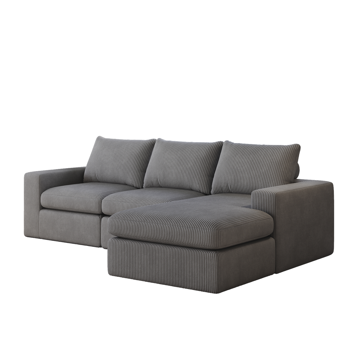 Boneless Couch with Chaise, L-shaped Modern Upholstered Corduroy