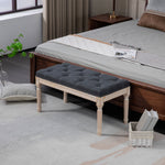 Upholstered Bench Vintage, Seat Bed Hallway with Buttons, Dark Grey Linen