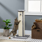 Sisal Scratching Post, 81cm high, play ball, for cats up to 5kg, Grey/Cream