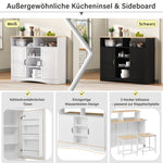 Kitchen Island on Wheels Extendable Dining Area Storage with Chairs - White