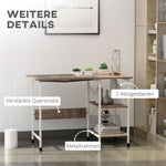 Folding Table Desk, Mobile with Wheels, Natural MDF