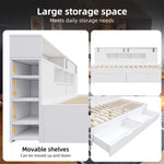 Child's Day Bed 90x190cm Multifunctional Drawers Shelf Cabinet Storage - White