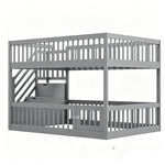 Bunk Bed 140x200 with Safety Stairs & Drawers, Grey Wood