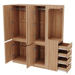 Extra-Large Wardrobe 140x40x170cm with Drawers, Storage, Open Area, Wood Color