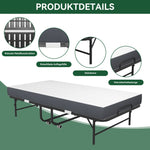 Folding Twin Bed, 190x96cm 9.5cm Memory Foam Mattress, Metal Frame