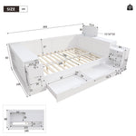 Multifunctional Storage Daybed with Drawers, Shelves and Bedside Tables, 140x200cm, White Wood
