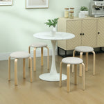 Dining Room Stools, Stackable Round Stools, Linen Look, Cream White