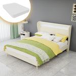 Upholstered Bed with LED Headboard & Mattress 140x200 cm, Beige