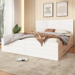 Double Wooden Bed, 180x200cm with 2 Drawers & Slatted Frame, Oak/White