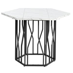 Hexagonal Dining Table Modern Marble Coffee Table Black Metal Base
