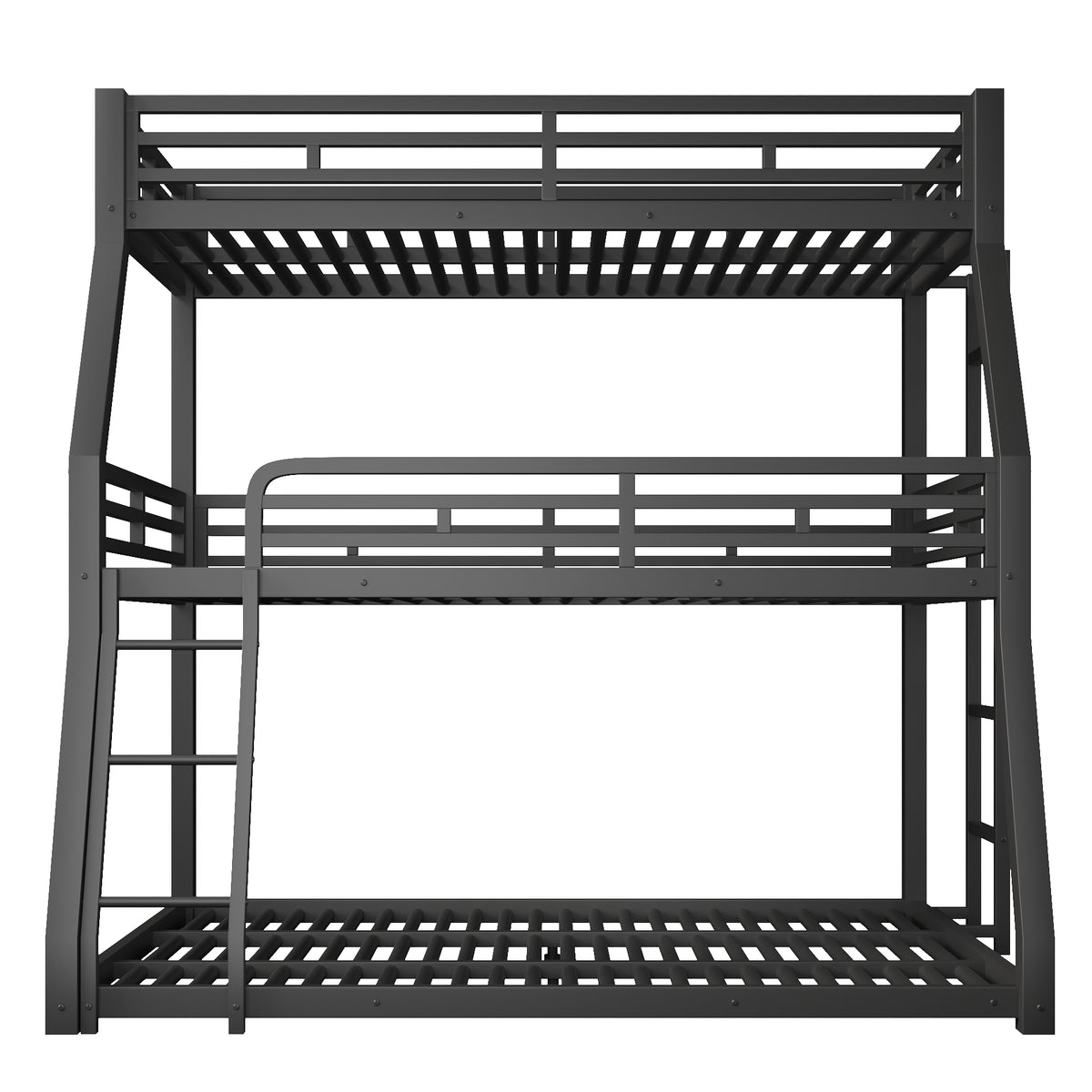 Triple Bunk Bed Frame 90x200/120x200/140x200cm, Black Metal
