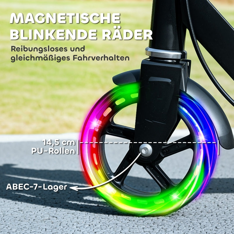 Children's Scooter with Foldable Metal Frame and Double Brakes, Black