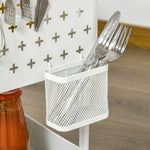 Rolling Cart, 3-Tier Kitchen Shelf with Wheels, Steel White