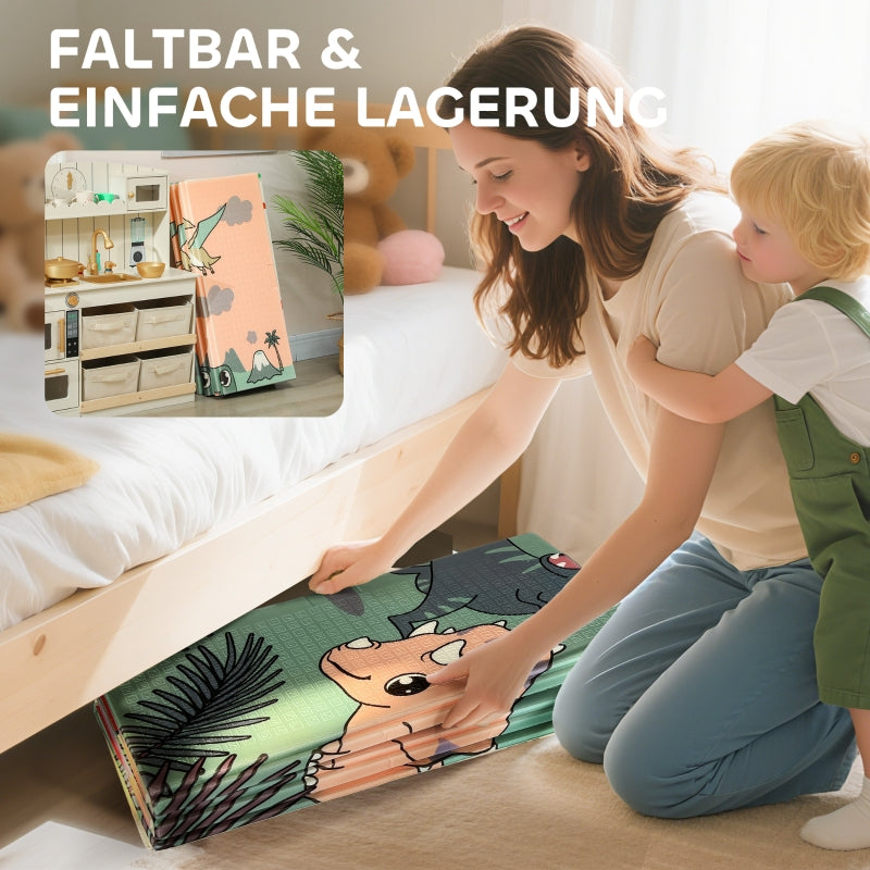 Baby Play Mat, Foldable Double-Sided Crawling, Multi-Coloured