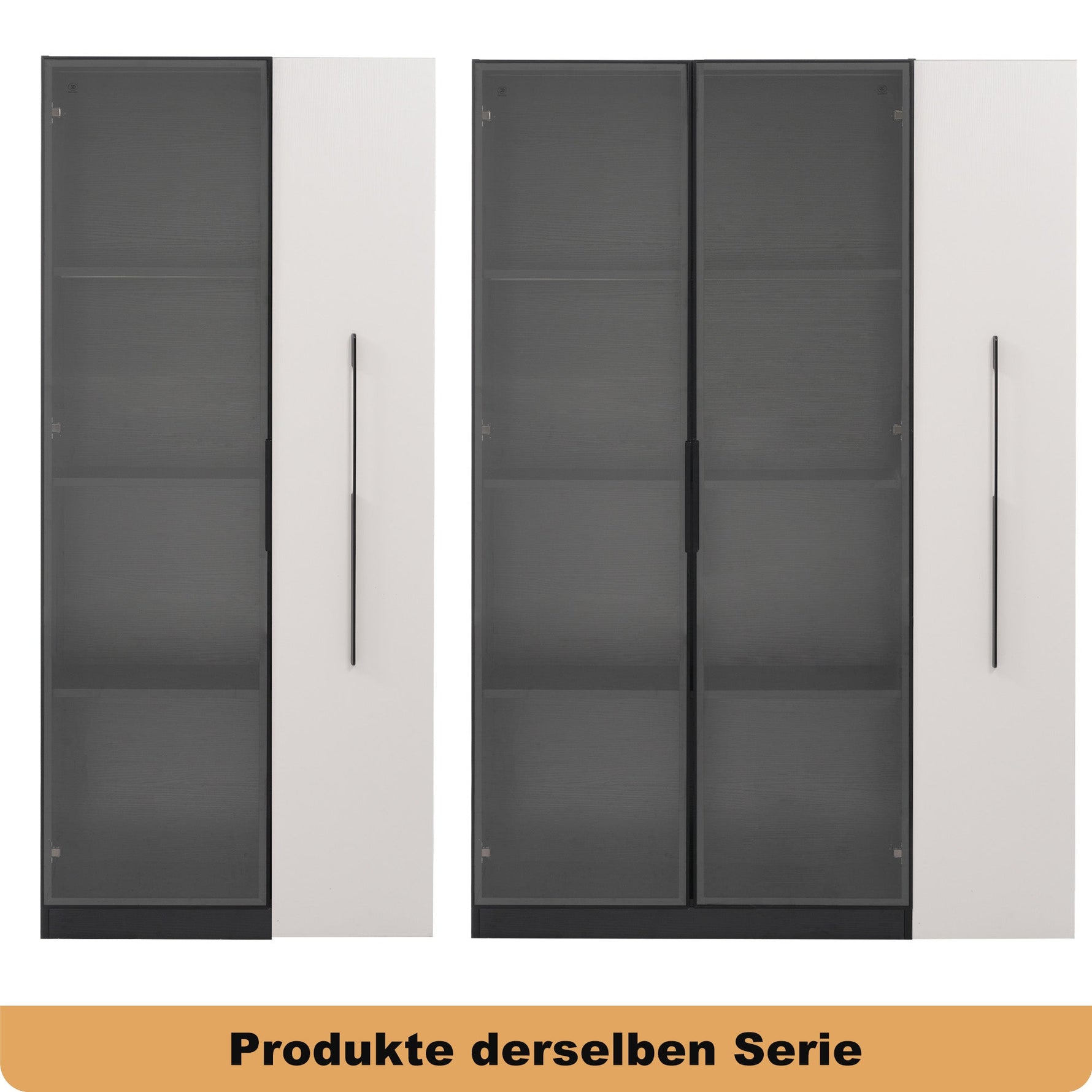 Multifunctional Cabinet with Glass Door, LED Lighting and Side Drawer, Black MDF