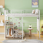 Loft Bed, Safety Ladder & Storage, White