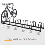 Bicycle Rack Upright Stand Weatherproof Up to 6 Bicycles, Steel Black