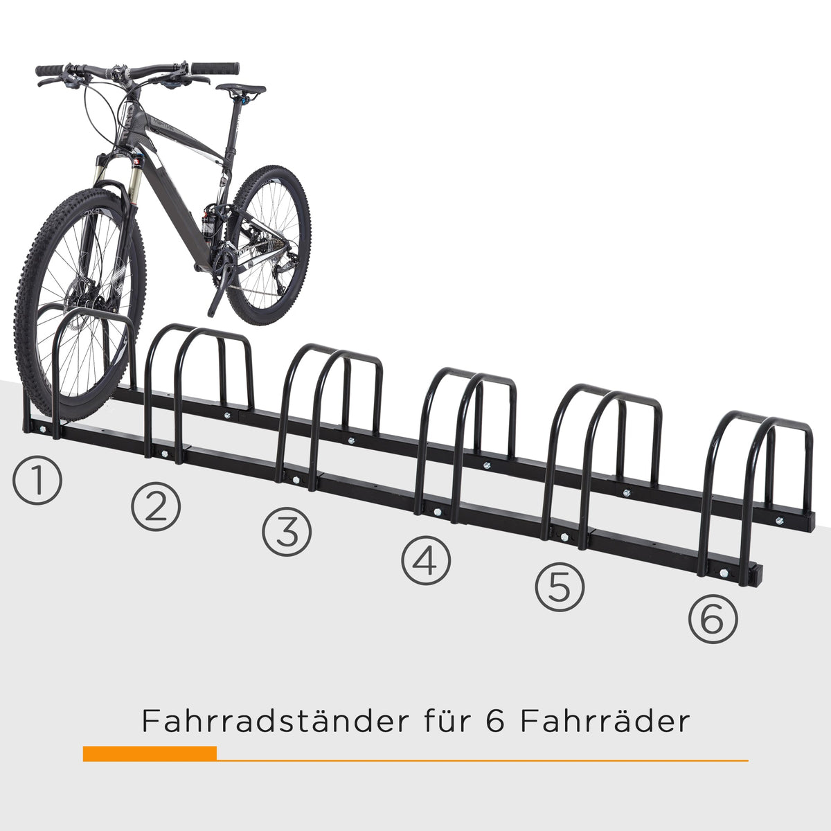 Bicycle Rack Upright Stand Weatherproof Up to 6 Bicycles, Steel Black