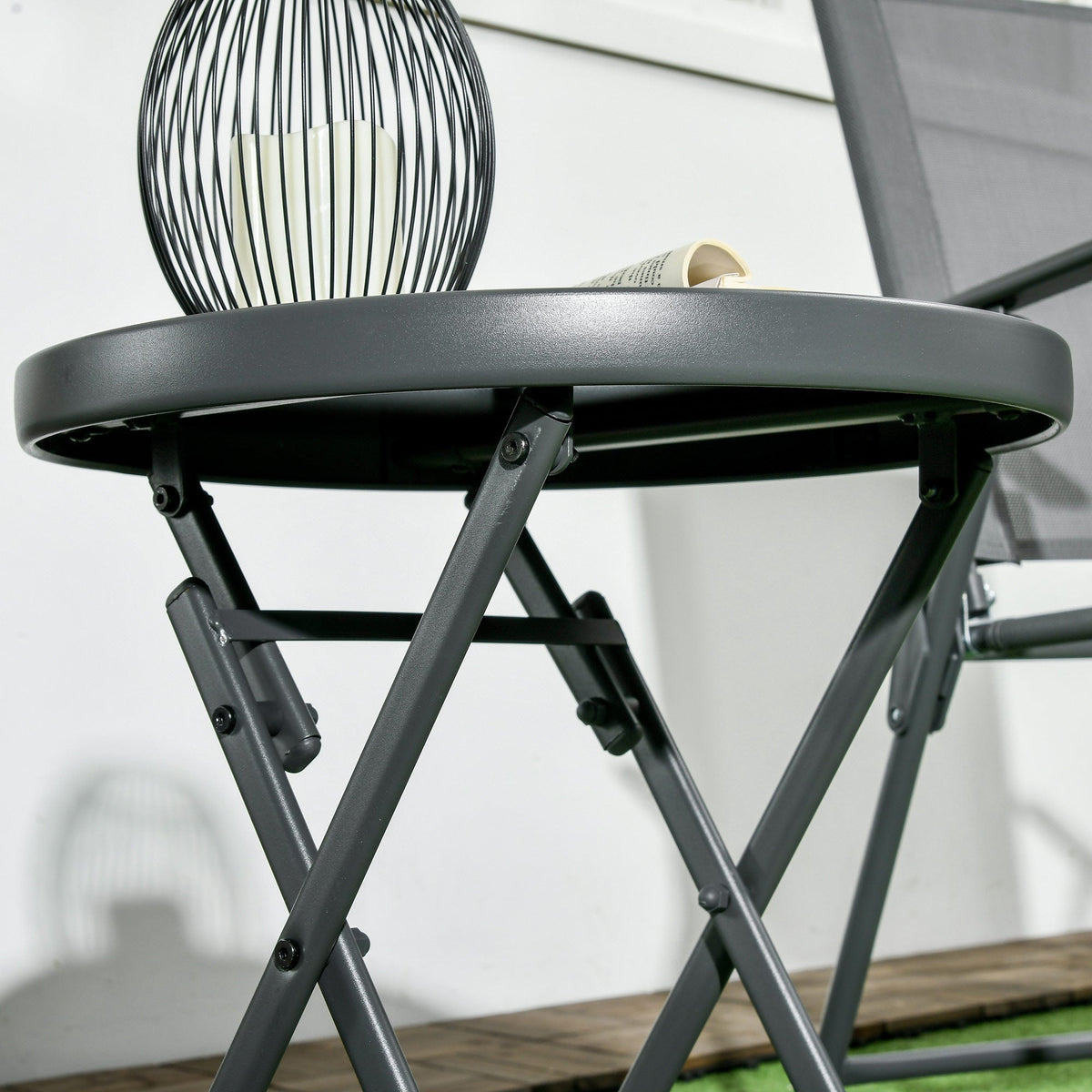 Outsnuuy Folding Table, Glass Top, 45x50cm, Black