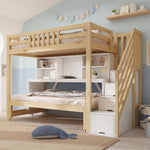 Children's Bunk Bed with Desk & Trundle, White & Oak Wood