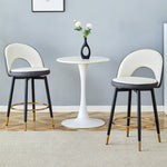 360° Swivel Bar Stool Set of 2 with Padded Seat and Open Back, Dark Grey and White PU Leather