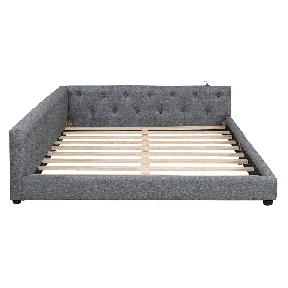 Sofa Daybed 140x200cm with LED Light & USB, Grey Linen