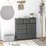 Chest of Drawers/Sideboard, 10 Foldable Fabric Drawers, Steel Black