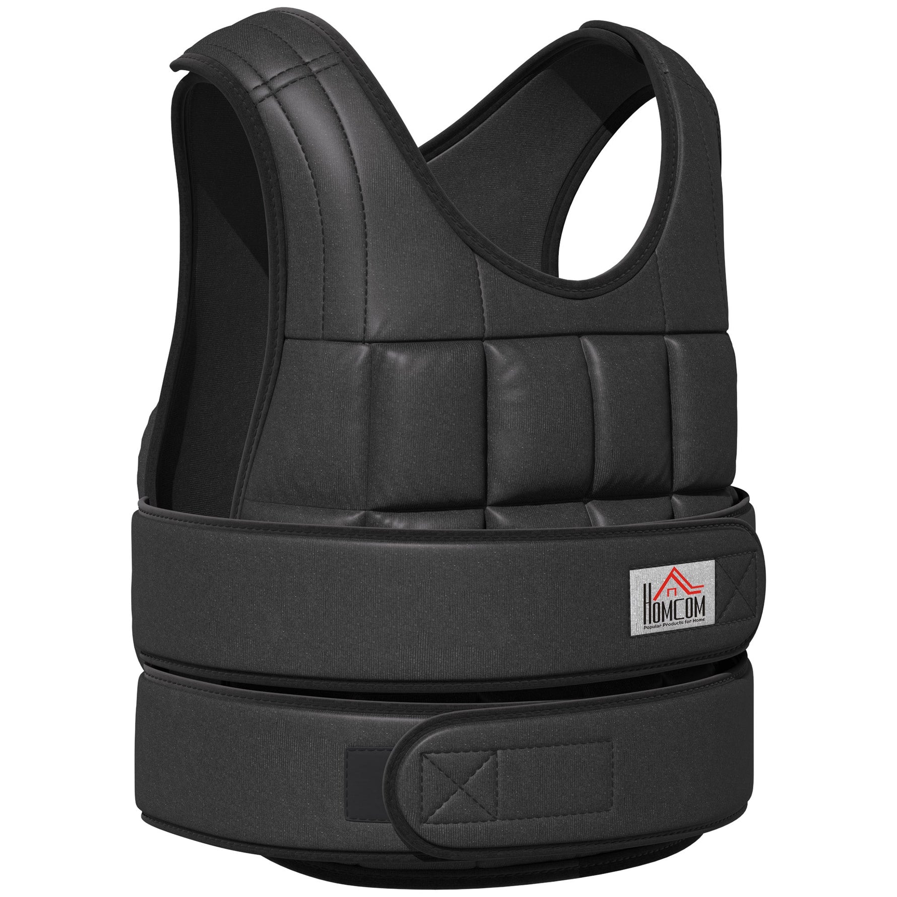 Weighted Vest, 30 kg Adjustable Strength Training, Black Oxford Metal