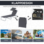 Folding Sun Lounger Deck Chair with Sunshade 187x58x36 cm, Grey