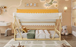 Wooden Bed, Children's Single with Removable Tent & Safety Railing, Pine + Plywood, Natural