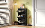 Narrow Shoe Cabinet with 3 Doors for Hallway and Living Room, Black