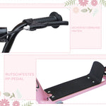 Kids Kick Scooter, 12-inch Wheels, Handbrake & Kickstand, Steel, Pink
