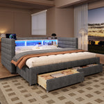 Multifunctional Daybed 90x190cm with Drawers, Grey Velvet