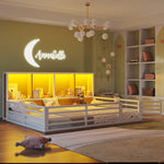 Fence Daybed Platform Bed 140x200cm with Storage, White Metal