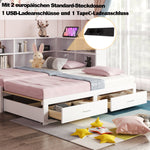 Solid Wood Sofa Bed 90/180*190cm Pull-Out Storage Drawers, White