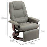 Electric TV Recliner, 145° Reclining Footrest with Side Buttons, Faux Leather Grey