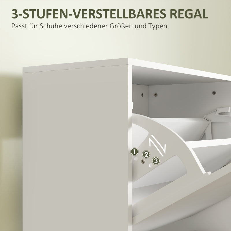 Shoe Cabinet, 3 Doors Adjustable Divider 12 Pair, White