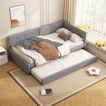 Daybed with Rollaway Bed, 90x200cm Single Sofa Bed and Lattenrost, Grey Velvet