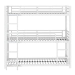 Triple Bunk Bed Frame for Children and Adults, 90x200cm Metal, White