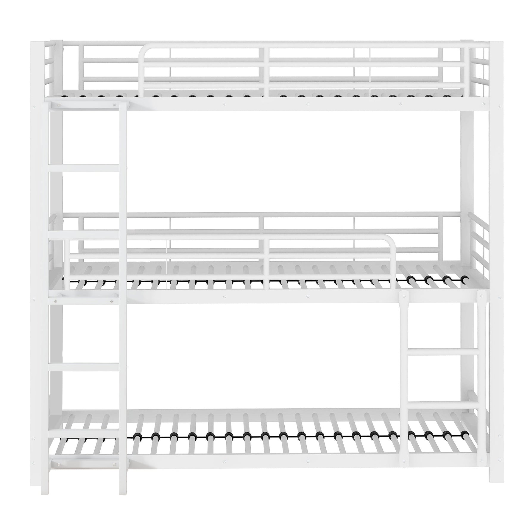 Triple Bunk Bed Frame for Children and Adults, 90x200cm Metal, White