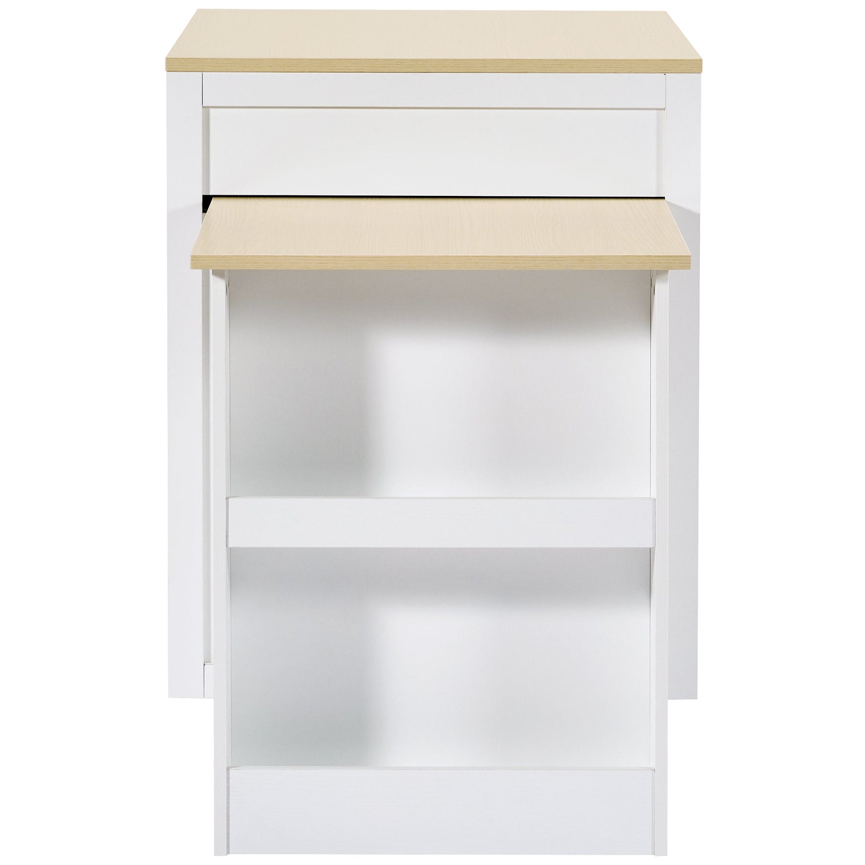 Extendable Bar Table Kitchen Island Dining Cart with Storage Drawers and Shelves White