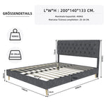 Soft Bed, Modern Minimalist Headboard 140x200CM, Gray