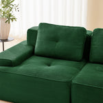 Boneless Sofa Modular L-Shaped Chaise Lounge 4-Seater Deep-Seat - Corduroy Green