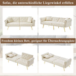 2-Seater Sofa Bed 3-Position Adjustable Back Gold Legs - Velvet