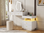 Dressing Table Set with LED Mirror & 4 Drawers, White