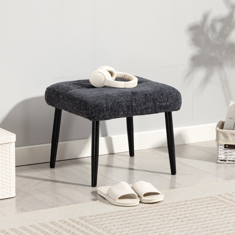 Ottoman Soft Cushion Steel Legs Chenille - Dark Grey