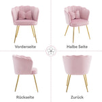 Armchair: Velvet Petal Back with Gold Legs, Modern